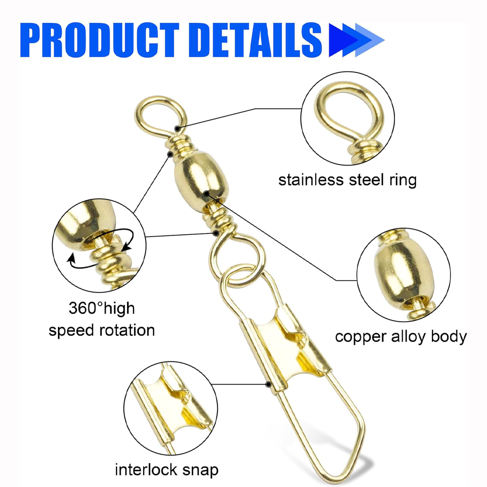 50Pcs Gold Fishing Barrel Swiv - Fishing Lure Accessories のレビューと価格