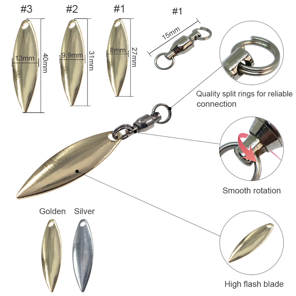 10pcs Willowleaf Blades Spinne - Fishing Lure Buzzbait のレビューと価格