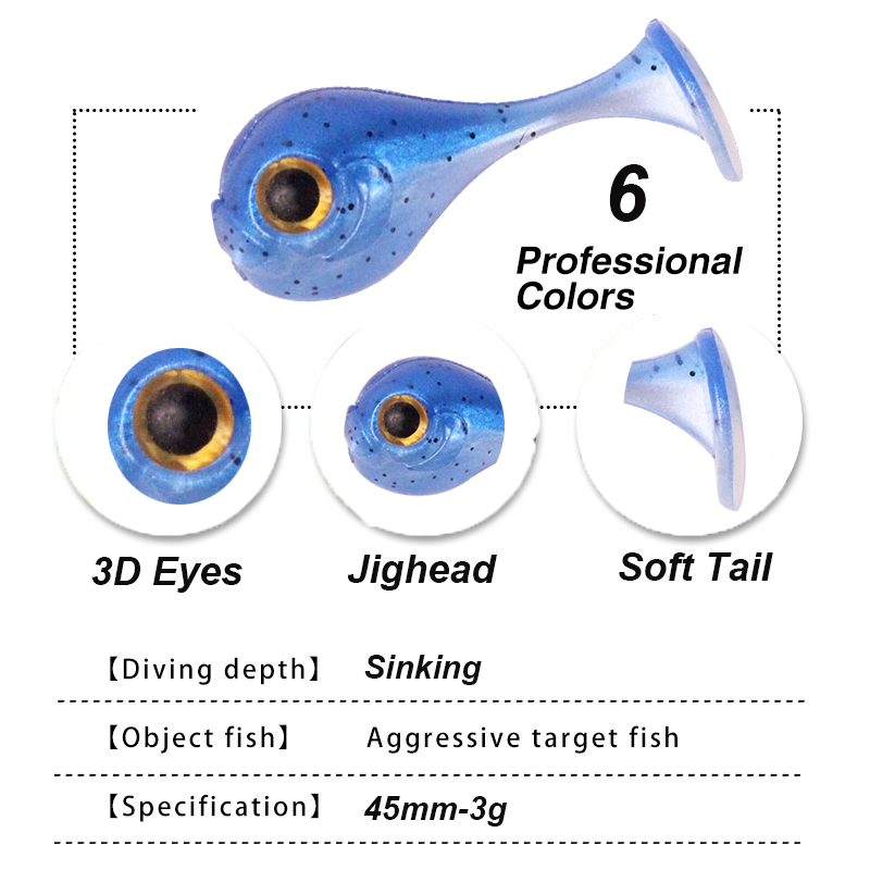 YUCONG 6PCS Jighead Soft Baits - Fishing Lure Crankbait のレビューと価格
