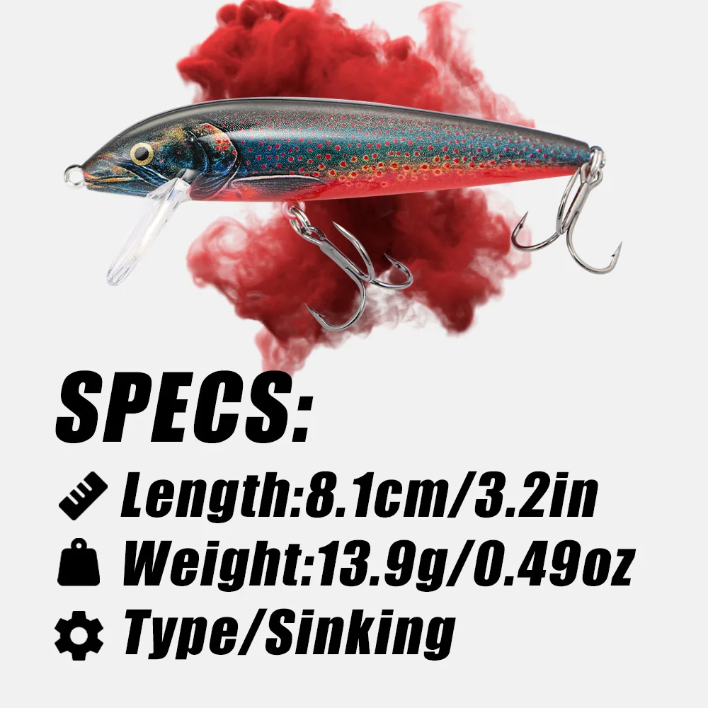 B&U 80mm Sinking Minnow Wobbli - Fishing Lure Jerkbait のレビューと価格