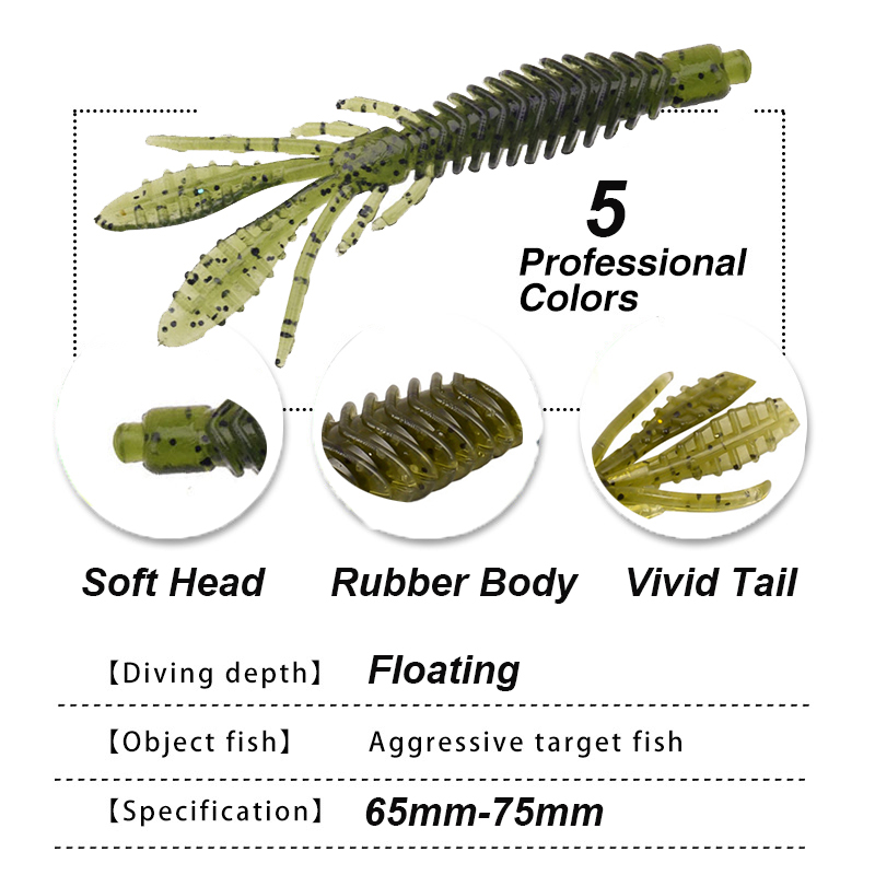 WESTBASS 5PCS Soft Larva Baits - Fishing Lure Swimbait のレビューと価格